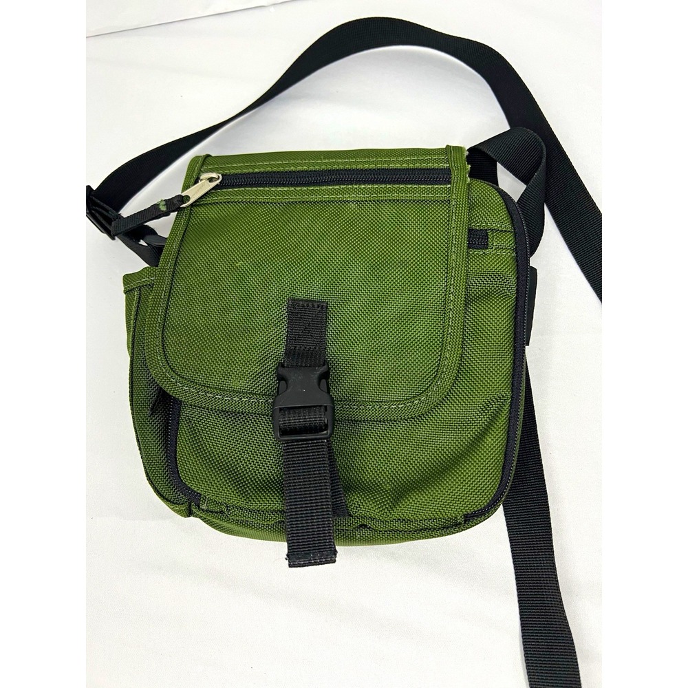 Eddie Bauer Green Crossbody Bag Adjustable Strap Zip Pockets Hiking minimalist
